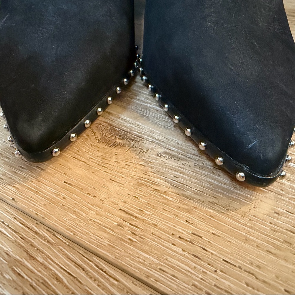 Gianni Bini Decie studded black suede moto booties - Picture 8 of 9